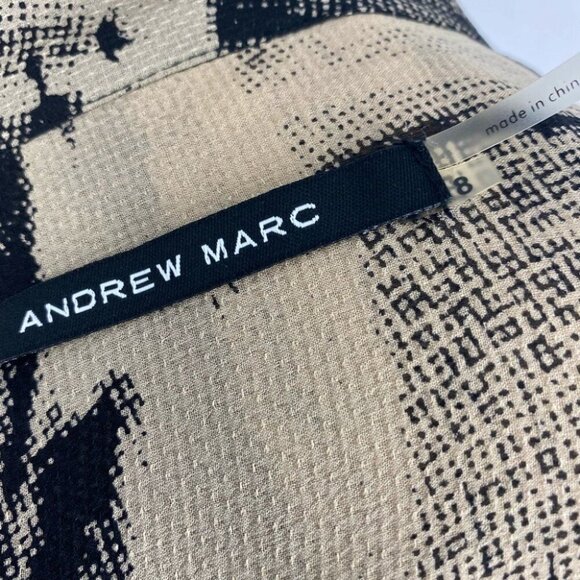 Andrew Marc Women's Tan GEO Print Sheer Button Down Swim Cover-Up Dress 8/C36 - Picture 10 of 10